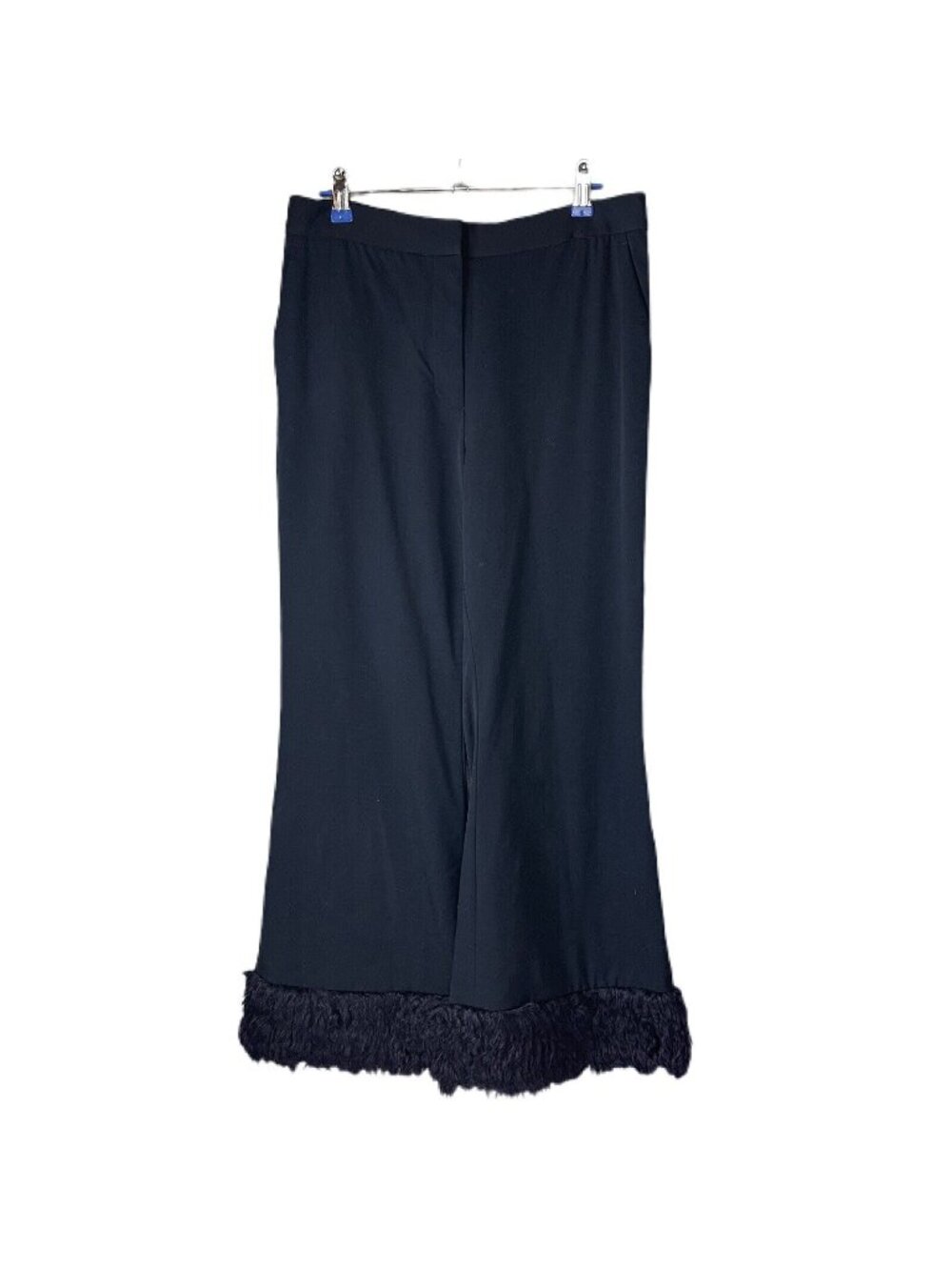 Stella McCartney Fur Free Fur Dress Pants Dark Navy Size 42 Wool Mohair Fur Trim - Picture 1 of 5